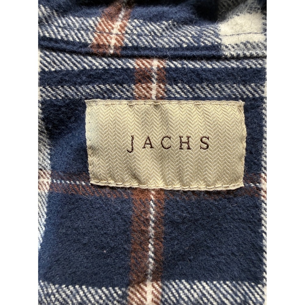Jachs NY Mens Navy Blue White Plaid Flannel Button Down Shirt Medium 974954 - Picture 2 of 16